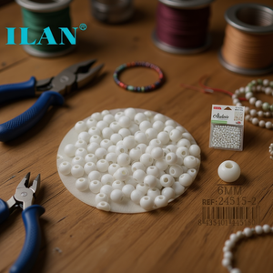 Perline rotonde bianche Ilan Abalorio da 6 mm per la creazione di gioielli - Product Image 2