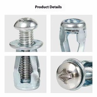 Boulons d'expansion à fente croisée en fer zingué de haute qualité, design tchèque, avec écrou à pétale M3, lot de 4 boulons premium