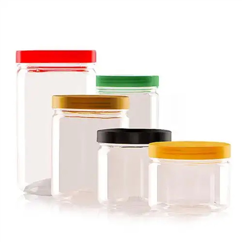 Pet Jar with Aluminum Tear Off Lid Food Drinks Empty Packaging Screw Body Glass Cans Ointment Mason Can Peanut Pet Jar