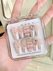 <span class=keywords><strong>Uñas</strong></span> Postizas Francesas <span class=keywords><strong>de</strong></span> Lujo, Calidad Salón, Hechas a Mano, Reutilizables, Acrílicas, Forma Ataúd, 10 Piezas, para Venta al Por Mayor - Product Image 1