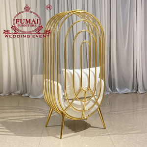 Forma de jaula de oro de acero inoxidable trono rey boda oro pájaro jaula silla para boda - Product Image 2