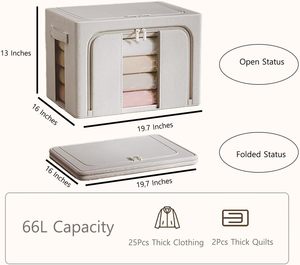 Usine vente garde-robe pliable vêtements organisateur de stockage maison sac grande capacité imperméable lin tissu enfants jouet boîte de rangement - Product Image 2