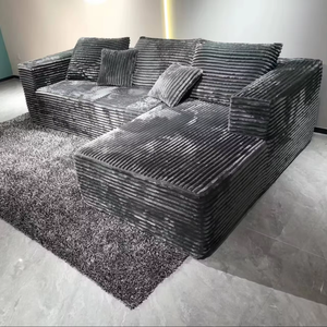 أريكة مقطعية رمادية مضغوطة في صندوق على شكل حرف <span class=keywords><strong>L</strong></span>، شحن مجاني داخل الولايات المتحدة، كنبة صينية بدون هيكل - Product Image 6