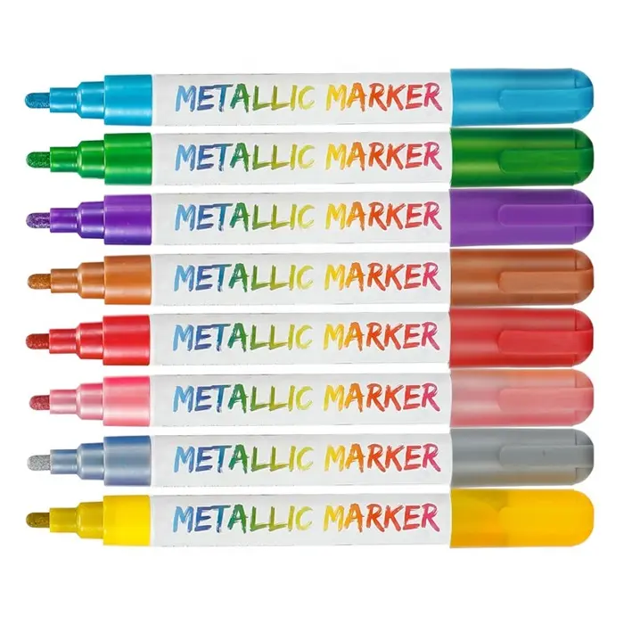 Top Quality Metallic Pearlescent Kids DIY LED Brilliant Dual-nib Liquid Chalk Marker On CD