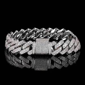 EU US Hip Hop 20mm <b>Copper</b> Alloy <b>Bracelet</b> Flip Buckle Cuban Chain Thick Men's Jewelry Gift - Product Image 4