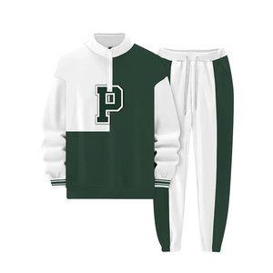 남성 도매 사용자 정의 로고 투피스 크루넥 스포츠웨어 세트 캐주얼 세트 후드 가을 캐주얼웨어 느슨한 3D 프린팅 - Product Image 1