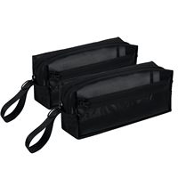 Gelory Noir Grande Capacité Transparent Mesh Zipper Trousse à Crayons Grande Personnalisé Zip Mesh Trousse à Crayons de Maquillage