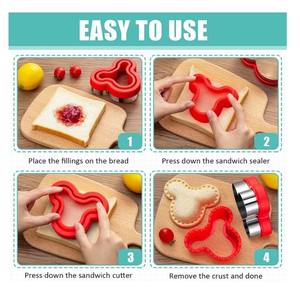 Dinosaure <span class=keywords><strong>Mickey</strong></span> Coeur Étoile Carré Rond Cookie Moule Alimentaire Légumes Fruits Coupe-Sandwich Cutter pour Enfants DIY Ustensiles De Cuisson Outils - Product Image 4