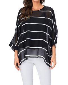 SY447 blusas de chifón sueltas informales para mujer, funda de <span class=keywords><strong>manga</strong></span> de murciélago con protección solar Vintage, estampado por sublimación, murciélago ligero - Product Image 1