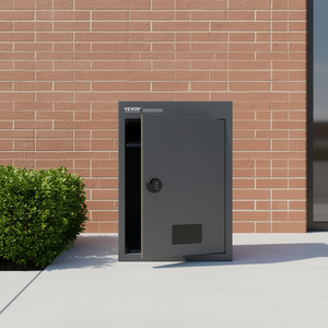 Buzón de pared de acero DB de 12.5x6.3x16.9 pulgadas en gris oscuro con cerradura de combinación para uso en exteriores/oficina. - Product Image 2