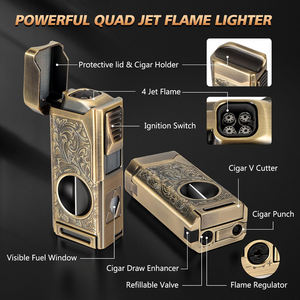 New Cigar Lighter V Cutter With Cigar Triple Flame Cigar Lighters Smoking Accesoires - Product Image 6