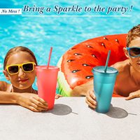 Gobelet en plastique PP transparent personnalisé avec logo, 16OZ 24OZ, couleurs unies, avec couvercle et paille, pour eau