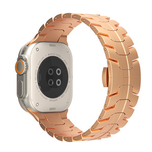 สายนาฬิกาไทเทเนียมแข็งสำหรับ <span class=keywords><strong>Apple</strong></span> iWatch ultra 9 8 <span class=keywords><strong>7</strong></span> 6 5 SE 22มม. 49มม. ขนาดวัสดุทองสีชมพูทันสมัย - Product Image 5