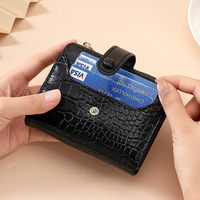 Dompet pendek buaya Retro mode sederhana tas multi-kartu dompet wanita dompet tempat kartu kustom