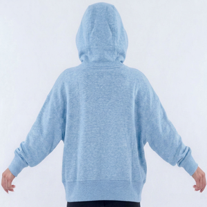 Sudadera con Capucha Azul Claro para Mujer, Color Sólido, Corte Holgado, 100% Algodón Tejido, Transpirable, para Otoño - Product Image 1