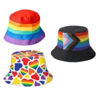 Chapeaux bob personnalisés en polyester à transfert thermique, drapeau arc-en-ciel de la fierté LGBTQ+, pour les lesbiennes, les bisexuels, les gays et les transgenres
