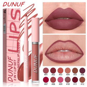 DUNUF Lápiz Labial Mate 2 en 1 de 12 Colores, Lápiz Delineador de Labios Impermeable, Tinte Labial Morado Mate, Lápiz Delineador de Labios de Larga Duración, Maquillaje de Larga Duración - Product Image 2