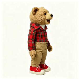 ตุ๊กตาหมีสีน้ำตาลเหมือนจริงพร้อมเสื้อเชิ้ตลายสก๊อตและรองเท้าผ้าใบ – ของเล่นบทบาทสมมติแบบอินเทอร์แอคทีฟสำหรับเด็ก การเล่าเรื่อง และการเล่นสมมติ - Product Image 3