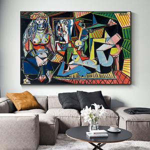 Pintura al Óleo 100% Pintada a Mano de Mujeres de Argelia de Pablo <span class=keywords><strong>Picasso</strong></span>, Arte de Pared en Lienzo, Retrato Abstracto, Marco Digital para Sala de Estar y Hogar - Product Image 1