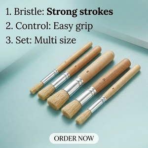 Lot <span class=keywords><strong>de</strong></span> 5 pinceaux à <span class=keywords><strong>huile</strong></span> transfrontaliers, poils naturels, tête ronde, manche en bois, outil <span class=keywords><strong>de</strong></span> <span class=keywords><strong>peinture</strong></span>, pinceau à pochoir creux, acrylique, aquarelle - Product Image 3