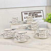 Juego de Té de Porcelana Fina de Lujo Moderno para el Hogar, 6 Tazas y 6 Platos, para Té de la Tarde, Resistente al Calor, Regalo Empresarial