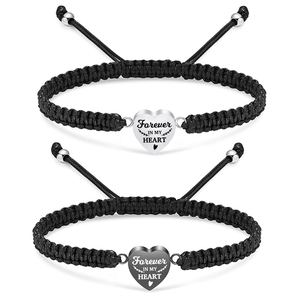 Pulsera <span class=keywords><strong>de</strong></span> urna <span class=keywords><strong>de</strong></span> corazón para cenizas, cuerda trenzada negra, brazalete ajustable, joyería <span class=keywords><strong>de</strong></span> cremación <span class=keywords><strong>de</strong></span> acero inoxidable, regalo conmemorativo para mujeres - Product Image 1