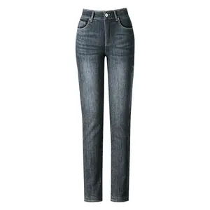 Women Basic Dark Blue Denim Performance Skinny Jeans Slim Fit High Waist Premium Quality For Wholesale Trending Fashion