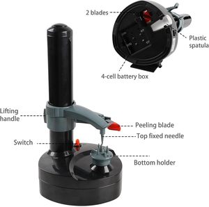 Pelador multifunción, herramientas de cocina para verduras, cuchillas giratorias, pelador de patatas y manzanas, pelador eléctrico automático de frutas - Product Image 3