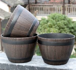 Rústico antiguo Durable PP plástico imitado <span class=keywords><strong>madera</strong></span> whisky barril suculenta planta hierbas tinas maceta - Product Image 6