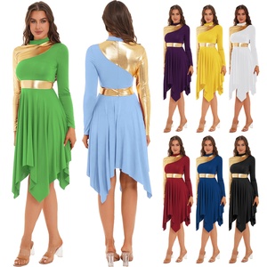 blue and gold praise dance dress Child Rose of Sharon Satin Peplum Ephod (B1104C) Gold/Gold / One Size