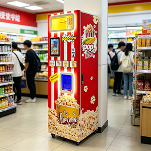 Máquina expendedora vertical de palomitas de maíz con wifi personalizada, máquina para hacer palomitas de maíz con aire caliente de 32 pulgadas y máquina expendedora comercial de snacks. - Product Image 1