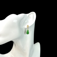 Boucles d'oreilles en jadéite birmane naturelle de qualité A, forme goutte d'eau, haute qualité, pour femme, cadeau en jadéite birmane (avec NGTC)