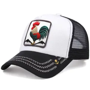 2024 populaire broderie Logo casquette de Baseball Style chaud dessin animé Net casquette Gorras Original Animal coq camionneur chapeau casquette