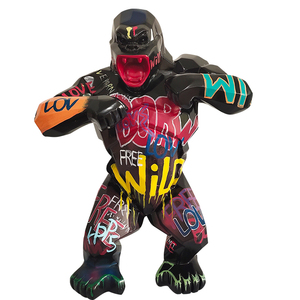 Recién llegados arte pop Interior Exterior decoración del hogar fibra de vidrio pintado Graffiti gorila orangután King <span class=keywords><strong>Kong</strong></span> estatua escultura - Product Image 1
