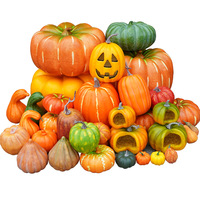 Grand ensemble d'accessoires décoratifs d'Halloween en mousse plastique haute fidélité, comprenant des fleurs de citrouille et des légumes artificiels, pour événements intérieurs