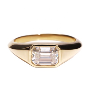 Alliance pour <span class=keywords><strong>homme</strong></span> Tianyu sertie de moissanite taille émeraude 5x7mm 1CTW D VVS, or massif 10K 14K 18K - Product Image 1