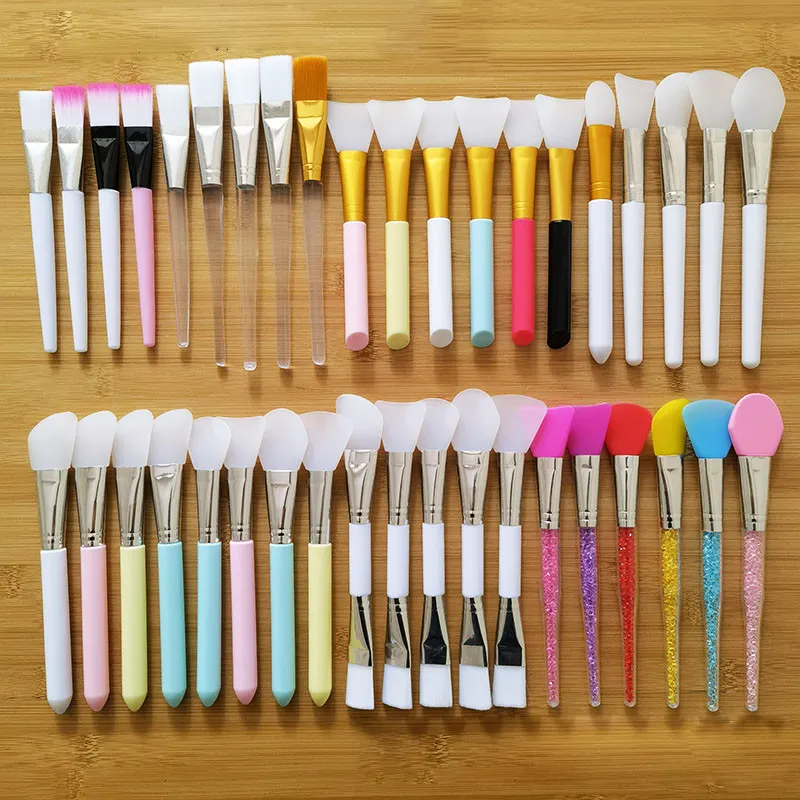 Wholesale Various Styles Silicone Face Mask Brush With Nylon Soft Bristle cosmetic spa beauty salon Clay Facial Mask Brush