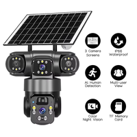 Cámara de Seguridad V380 Panorámica 360 Inalámbrica WiFi/4G Solar con Tres Lentes y Sensor para Exteriores de 12mp