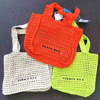 Nouveau style sac fourre-tout d'été pour femme, simple, à bandoulière, en crochet ajouré, sac à main en paille tressée