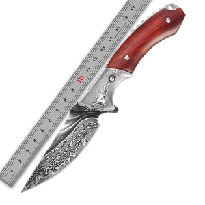 Couteau pliant Damas HK FB052 personnalisable de haute qualité, manche en bois jaune, lame de survie en acier inoxydable, camping, bricolage - Product Image 6