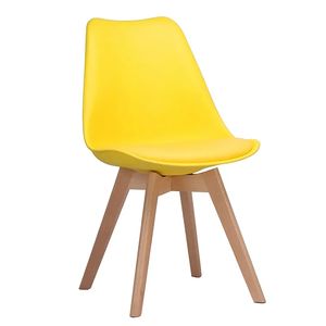 Silla de Comedor Moderna en Oferta, Silla de Plástico Blanca para Cocina, Restaurante, Cafetería, con Cojín de Cuero, Estilo Tulipán - Product Image 6