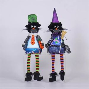 Whimsical Light Up <b>Cat</b> Doll Dangle Legs 2 Pack Festive Black White Stripe <b>Plush</b> Gift Toy - Product Image 6