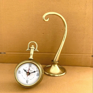 Horloge de bureau suspendue en laiton vintage, style antique, horloge de table en métal, design cloche décorative, décoration de bureau nautique, chiffres romains classiques - Product Image 3