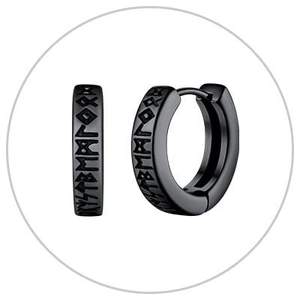 Boucles <span class=keywords><strong>d</strong></span>'oreilles hommes <span class=keywords><strong>Viking</strong></span> rune personnalité style anneau en acier inoxydable étanche boucles <span class=keywords><strong>d</strong></span>'oreilles pour hommes boucles <span class=keywords><strong>d</strong></span>'oreilles huile noire pour hommes - Product Image 3