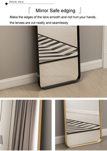 Çağdaş altın alüminyum alaşım çerçeveli yuvarlak köşe dikey asılı eski türden duvar aynası dikdörtgen tasarım - Product Image 6