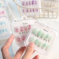 En stock 10 unidades de puntas de uñas postizas de ABS de cobertura completa, forma ataúd corta, tallas S/M/L, con estrellas doradas/plateadas, para dedos.