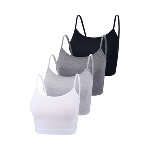 Canotte tagliate in cotone da donna da 4 confezioni per mezza <span class=keywords><strong>canottiera</strong></span> sportiva di base spalline sottili lunghe corte per ragazze in tessuto a maglia - Product Image 1