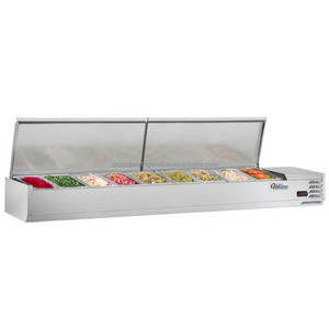 Desktop salad table with glass cover, refrigerated and fresh-keeping cabinet, commercial display <b>freezer</b> - Product Image 1