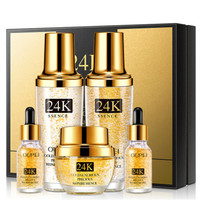 Coffrets de Soins Visage OEM Or 24K : Hydratants, Resserre les Pores, Contrôle du Sébum – Tonique, Crème Visage, Émulsion, Essence Faciale Or 24K
