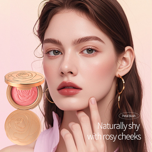 Fard à joues en poudre crémeux végétalien rose bébé, étiquette privée, pigment pour le visage, brillant, imperméable, effet pailleté pétales de fleurs, maquillage en gros - Product Image 1